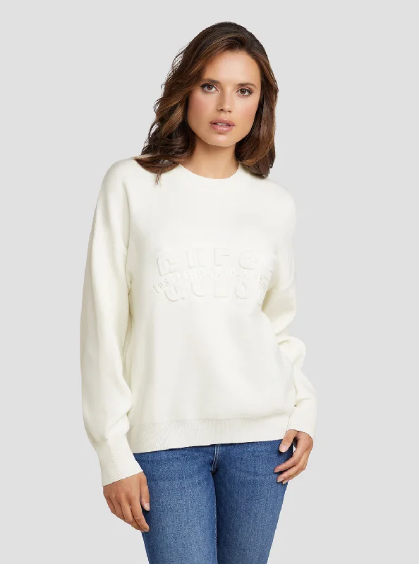 Cream White Odette Logo Jumper