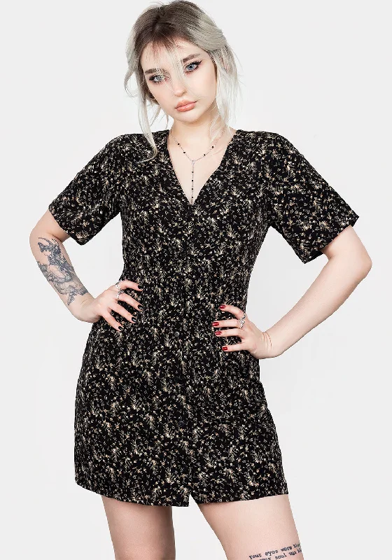 Gardenia Print Button Down Mini Dress