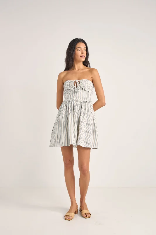 Haven Halter Mini Dress Blue Stripe