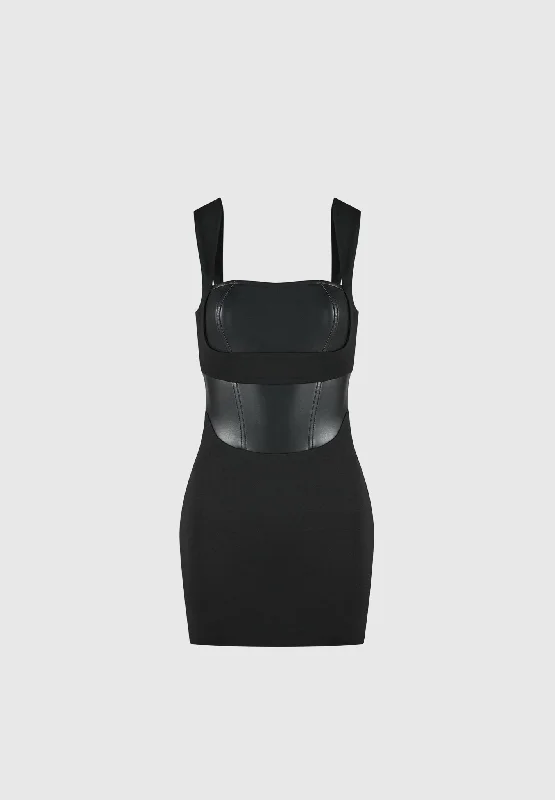 Layered Corset Mini Dress - Black