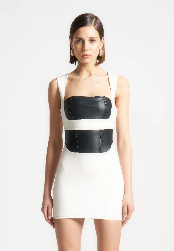 Layered Corset Mini Dress - White/Black