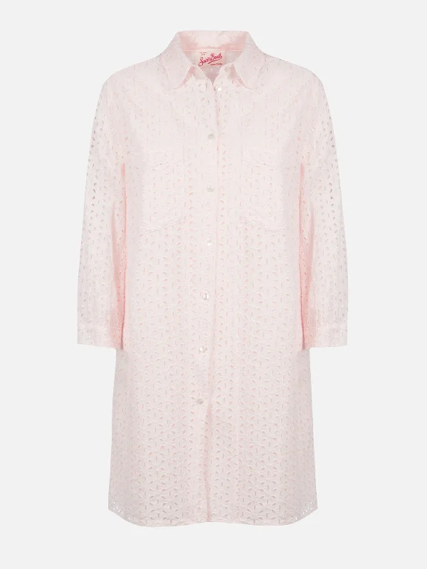 Woman pink Sangallo shirt mini dress