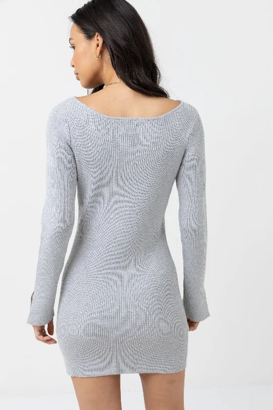 Noemie Knit Mini Dress Grey