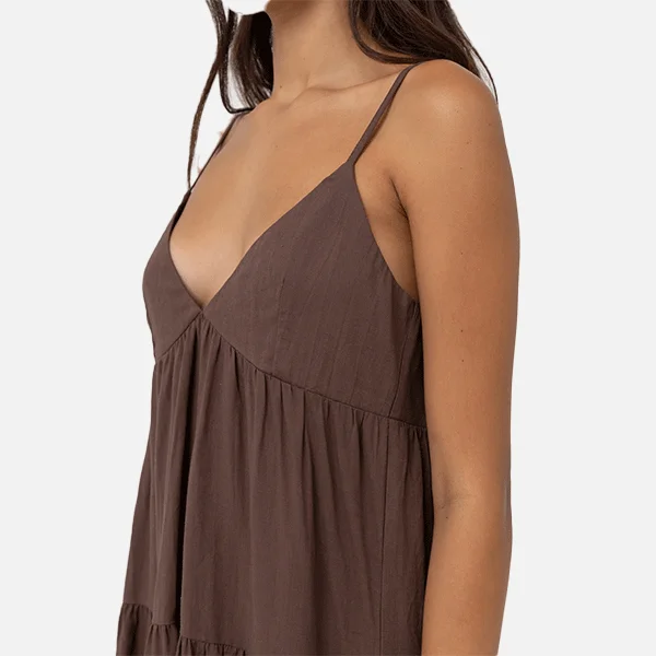 Rhythm Classic Tiered Mini Dress - Chocolate