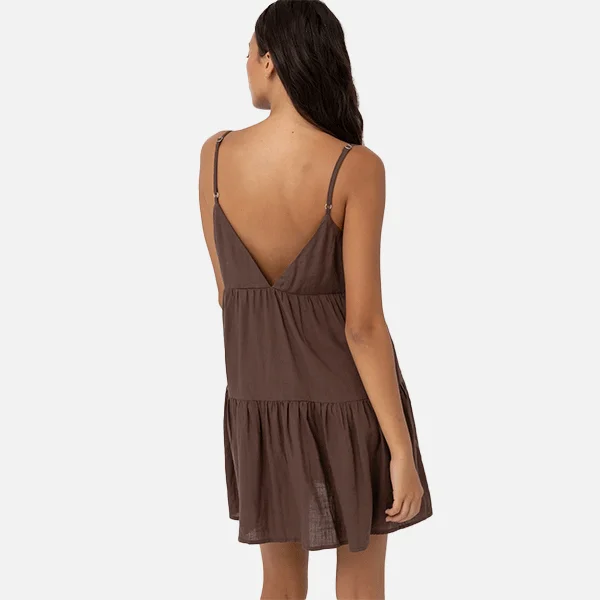 Rhythm Classic Tiered Mini Dress - Chocolate