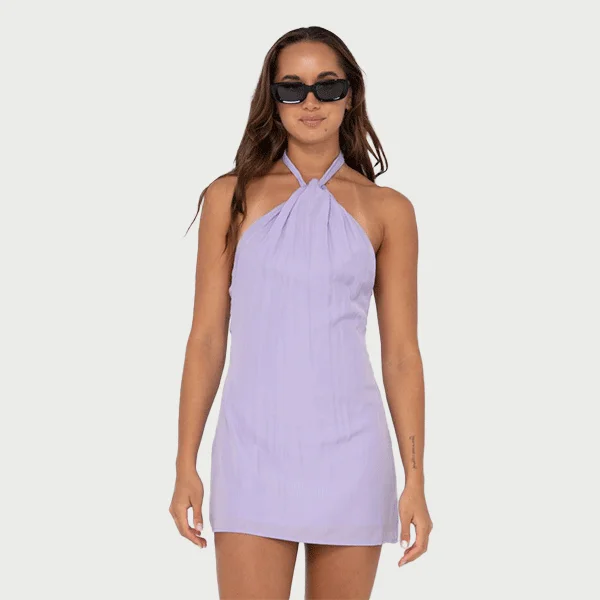 Rusty Harlet Halter Mini Dress - Muted Lavender