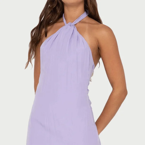 Rusty Harlet Halter Mini Dress - Muted Lavender