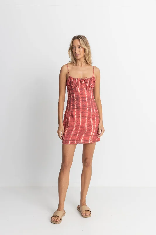 Sahara Tie Dye Mini Dress Red