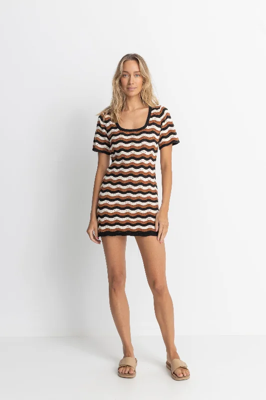 Venice Knit Mini Dress Black