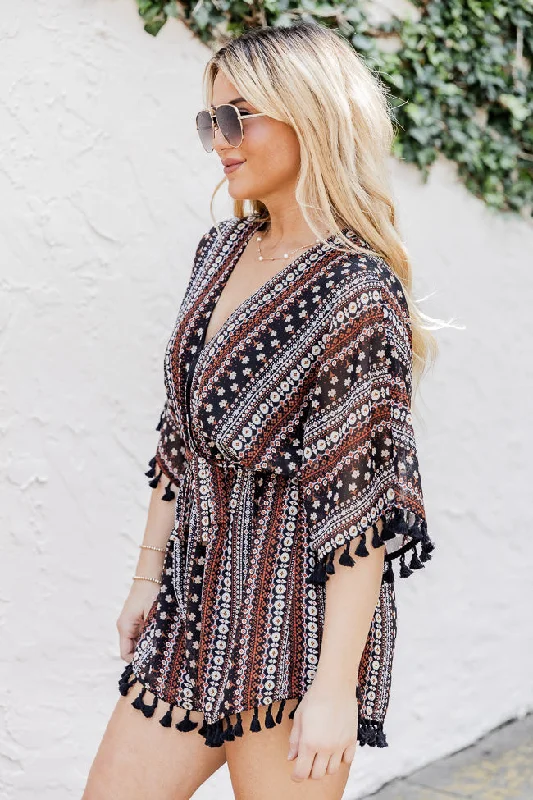 A Fair Deal Printed Tassel Romper FINAL SALE