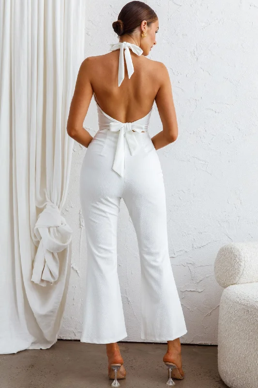 Azul Halterneck Flared Jumpsuit White