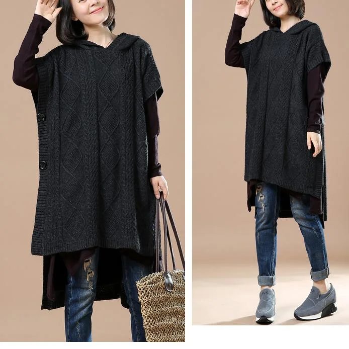 Black hoodie sweaters plus size winter dresses