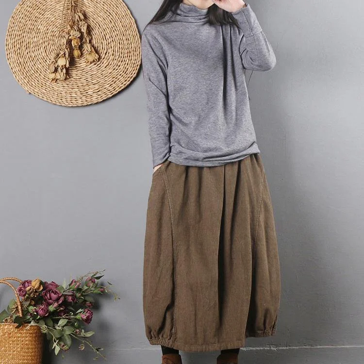 Cozy light gray knitted top clothing high neck knit tops long sleeve