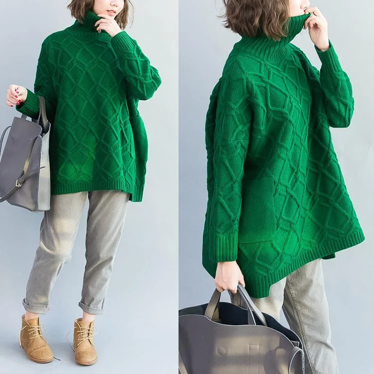 Emerald green cable knit sweaters womens oversized sweater knitwear long sleeve