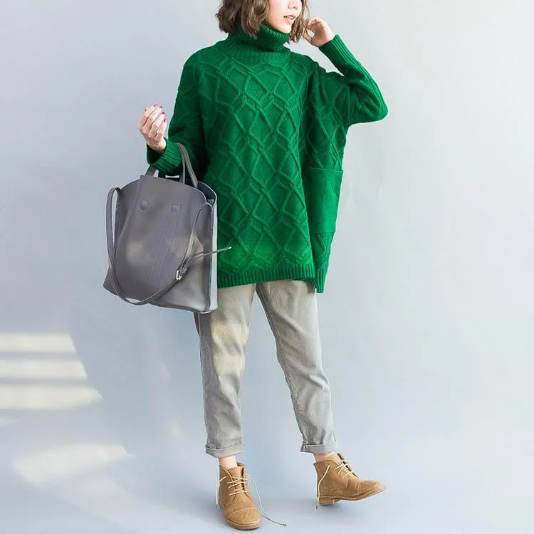 Emerald green cable knit sweaters womens oversized sweater knitwear long sleeve