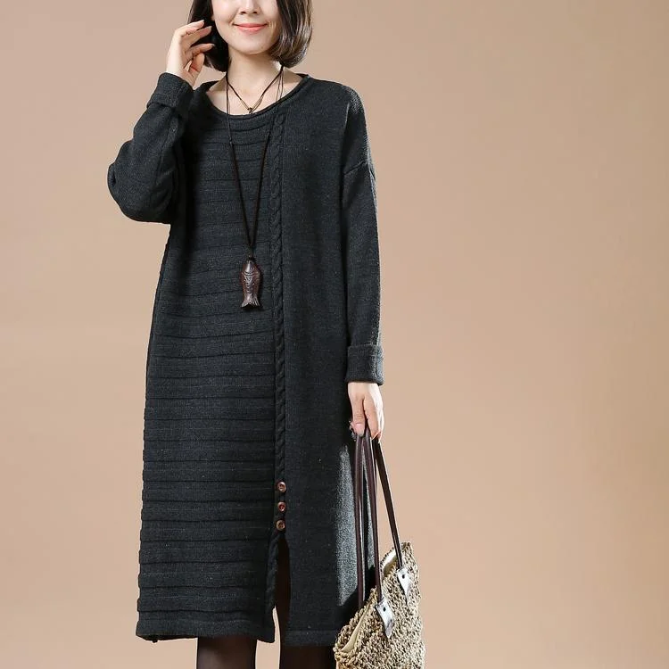 Fine gray half cable knit sweaters oversize knit dresses