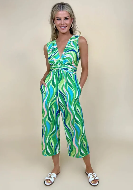 Kate & Pippa Servino Culotte Print Jumpsuit, Green