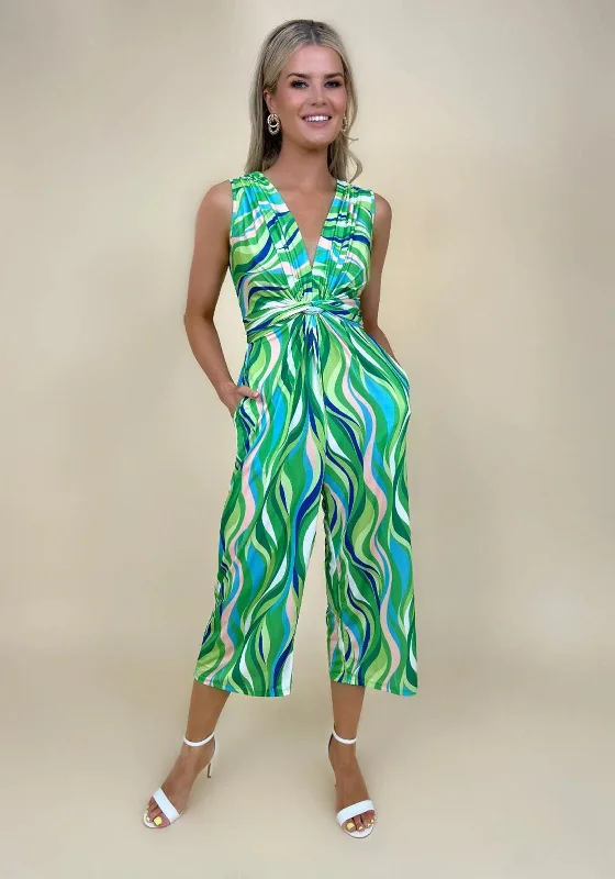 Kate & Pippa Servino Culotte Print Jumpsuit, Green