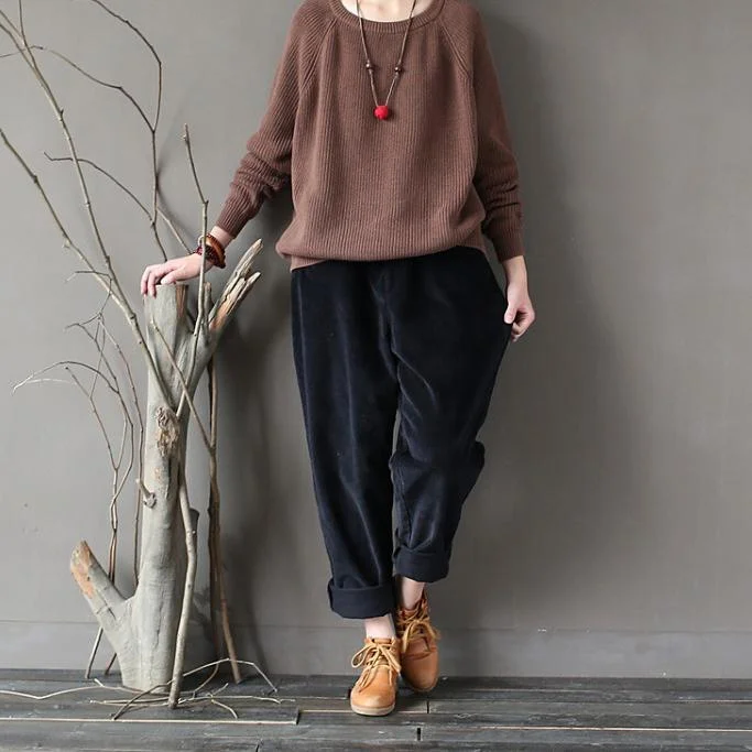 new fall brown knitwear pullover loose casual sweater tops