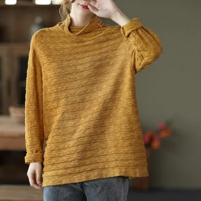 Oversized Chocolate Knitted Blouse High Neck Baggy Sweater Blouse