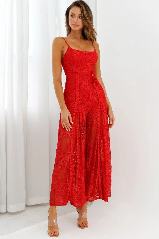 Palm Springs Lace Jumpsuit Red