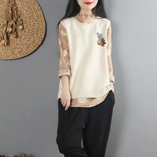 Pullover beige Sweater Blouse casual o neck sweaters sleeveless