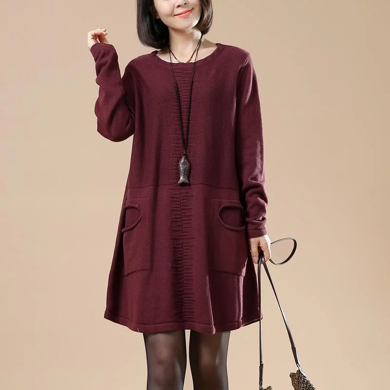 Ruby split pockets women sweaters knit dress