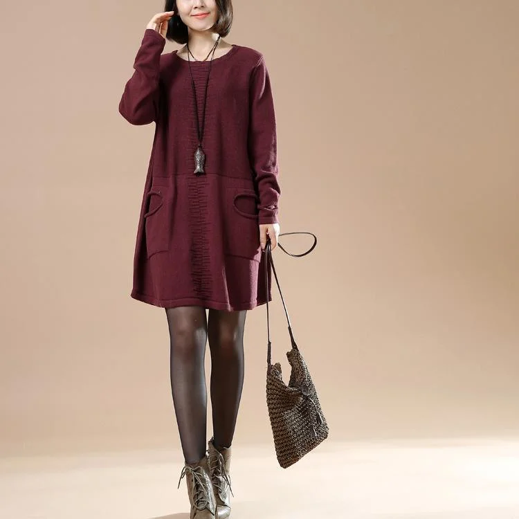 Ruby split pockets women sweaters knit dress