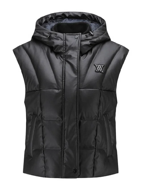 Official W LEATHER MIDLE DOWN VEST JK