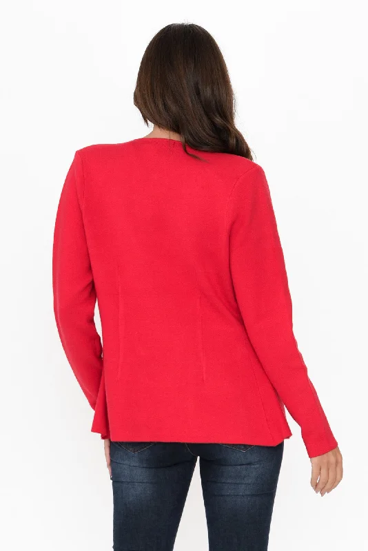 Beverly Red Knit Blazer Cardigan