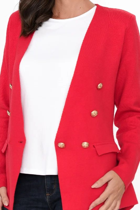 Beverly Red Knit Blazer Cardigan