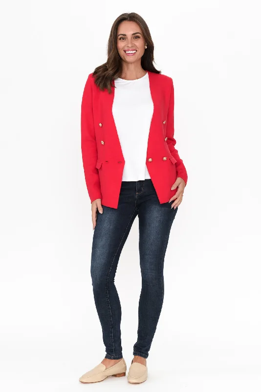 Beverly Red Knit Blazer Cardigan