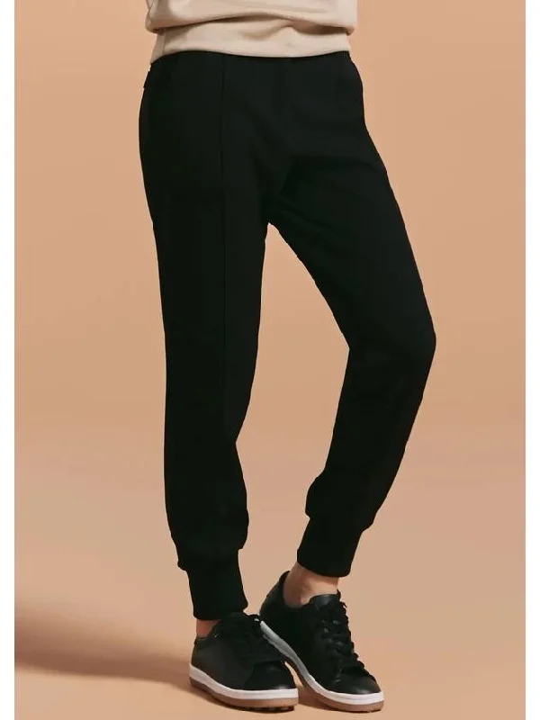 Online Exclusive Women s Twill Pintuck Casual Jogger Pants Black