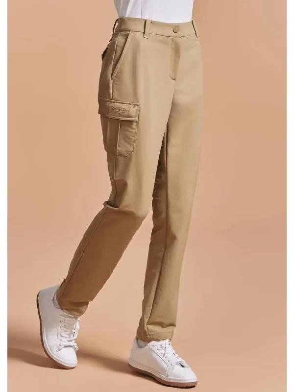 Women s Nylon Span One Pocket Cargo Pants Beige