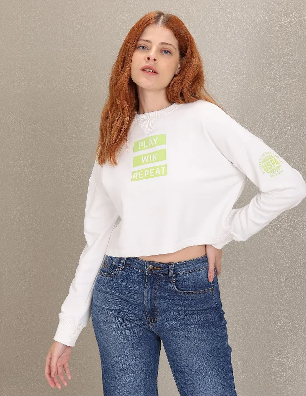 Crew Neck Typographic Print Sweatshirt