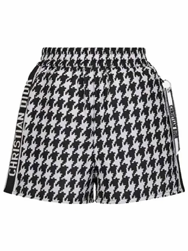 Women's Houndstooth Shorts Black White