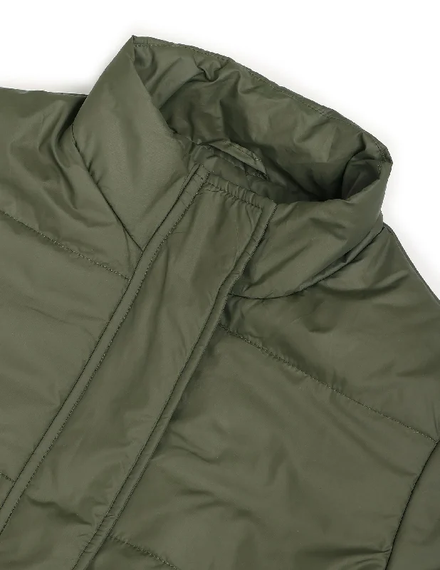 High Neck Solid Padded Jacket