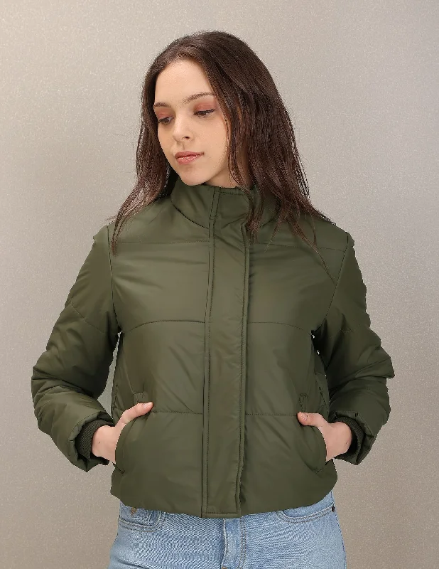 High Neck Solid Padded Jacket