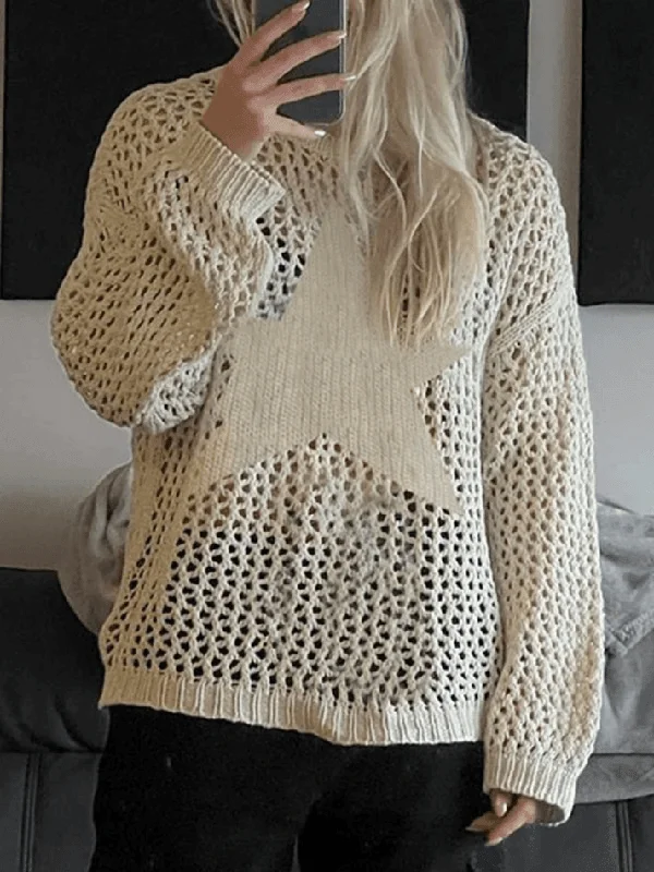 Hollow Out Star Crochet Knit Top