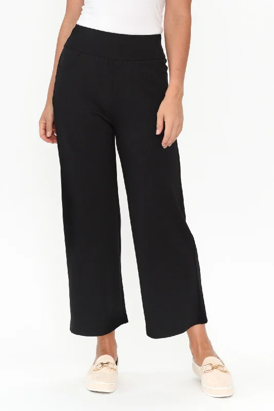 Kimmy Black Wide Leg Ponte Pants