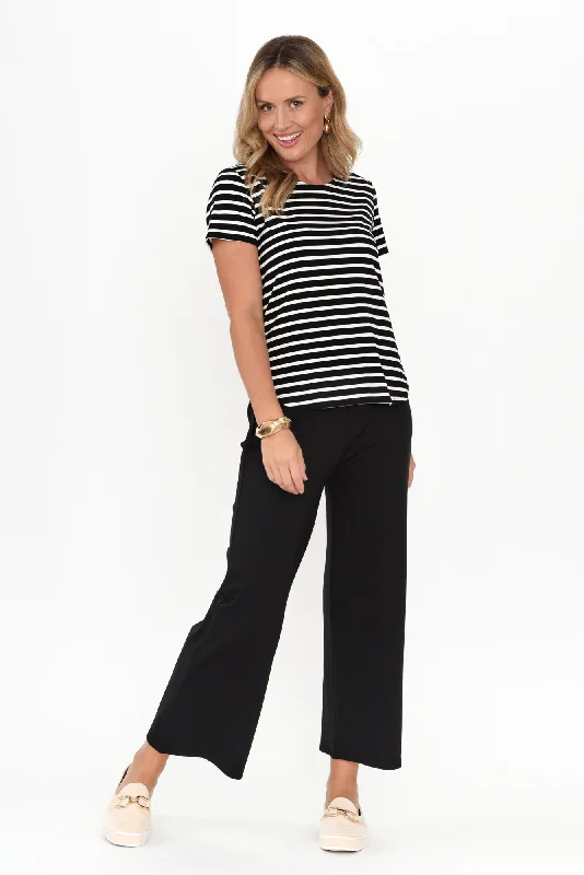 Kimmy Black Wide Leg Ponte Pants