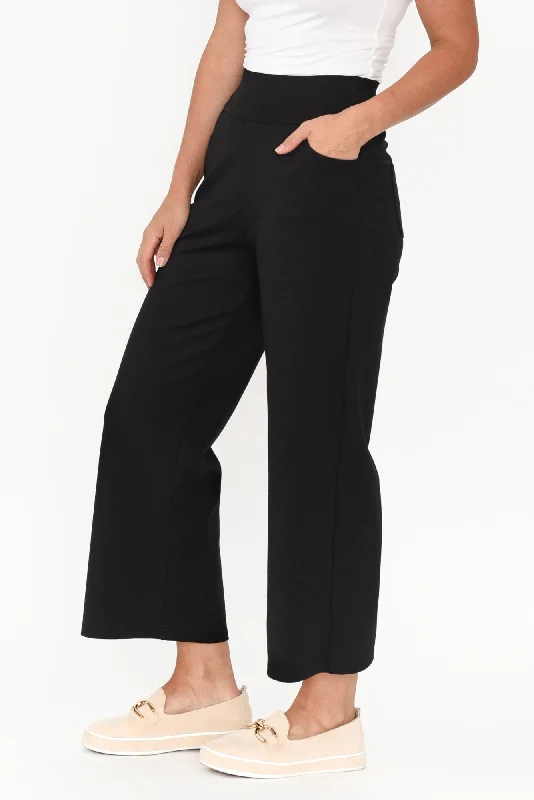 Kimmy Black Wide Leg Ponte Pants