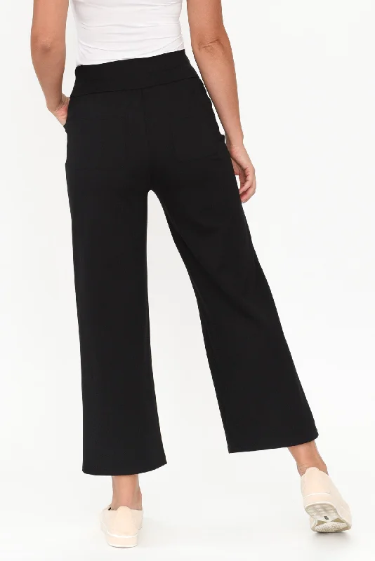 Kimmy Black Wide Leg Ponte Pants