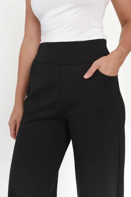 Kimmy Black Wide Leg Ponte Pants