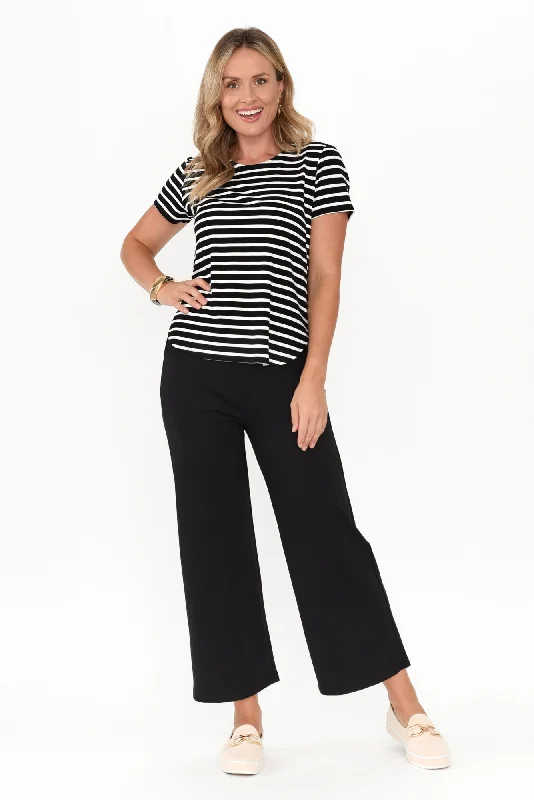 Kimmy Black Wide Leg Ponte Pants