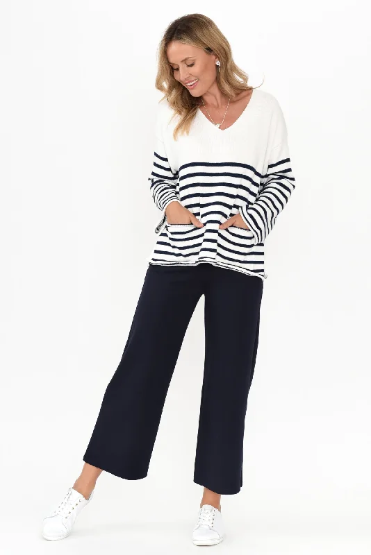 Kimmy Navy Wide Leg Ponte Pants