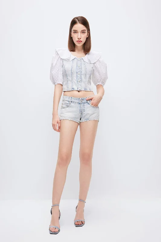 Light Blue Low-rise Denim Shorts