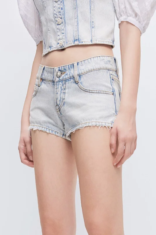 Light Blue Low-rise Denim Shorts