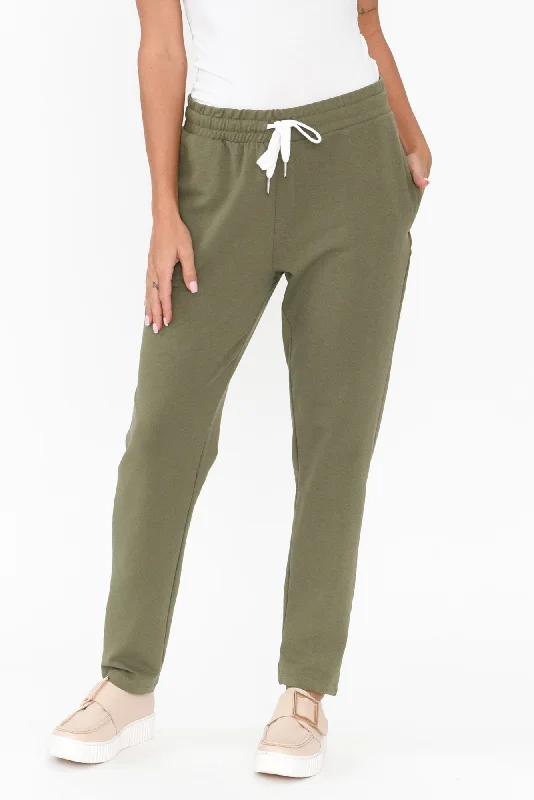 Lobby Khaki Cotton Relaxed Pants