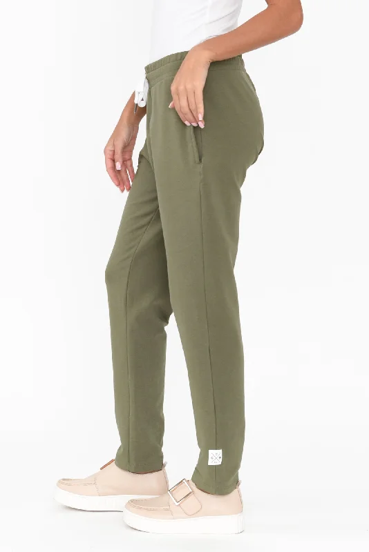 Lobby Khaki Cotton Relaxed Pants